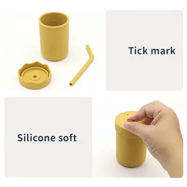 Baby Sippy Cup Dual Straws Silicone Leakproof For Kids