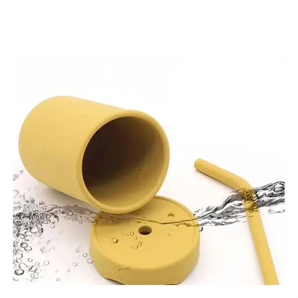 Baby Sippy Cup Dual Straws Silicone Leakproof For Kids