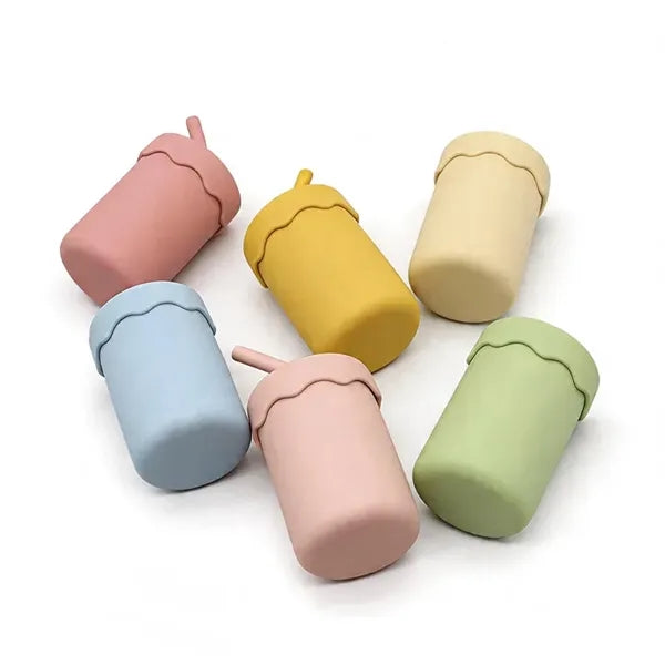 Baby Sippy Cup Dual Straws Silicone Leakproof For Kids