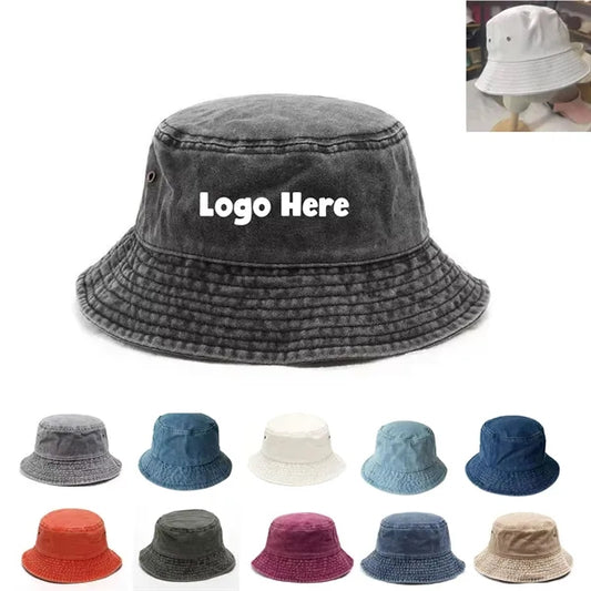 Unisex Washed Cotton Denim Bucket Hat