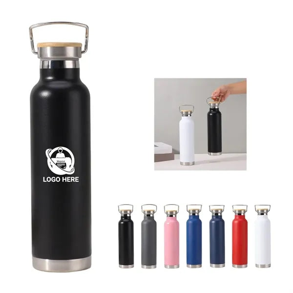 20 Oz Stainless Steel Sport Bamboo Lid Insulated Bottle