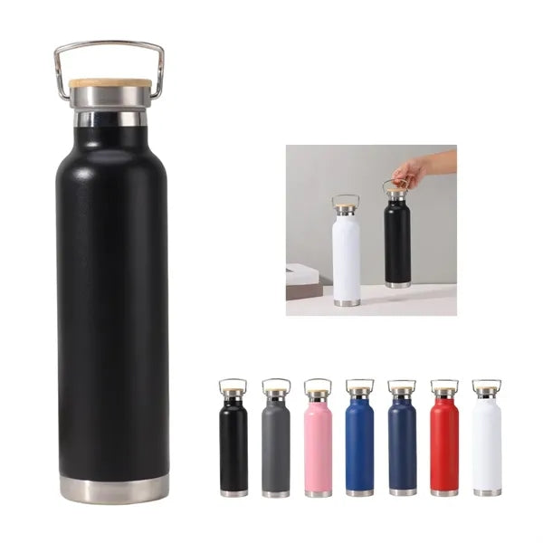 20 Oz Stainless Steel Sport Bamboo Lid Insulated Bottle