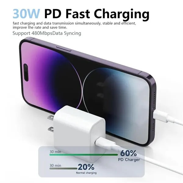 30W USB Type C Wall Charger Adapter Plug Brick