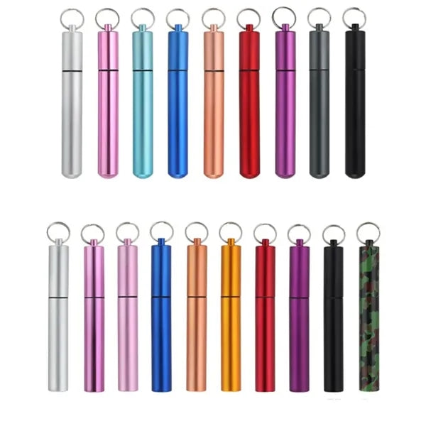 Telescopic Stainless Steel Straw Set with Case and Cleaning