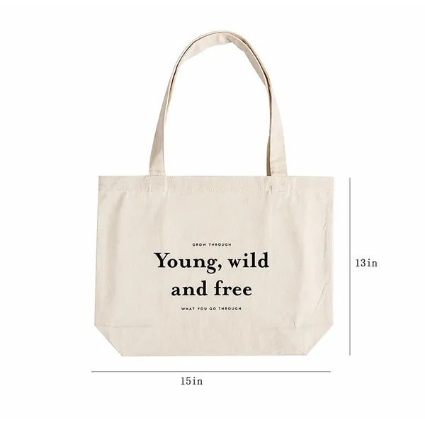 Branded Zipper Canvas Tote Bag