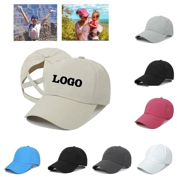 Ladies Crisscross Back Ponytail Cap