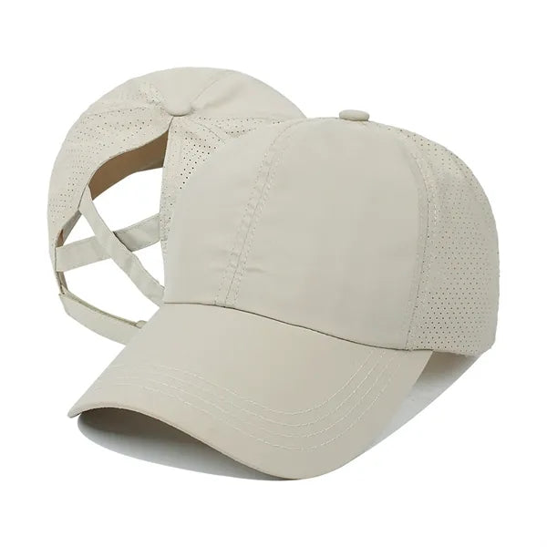 Ladies Crisscross Back Ponytail Cap