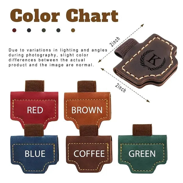 Genuine Leather Magnetic Bookmark Pen Holder