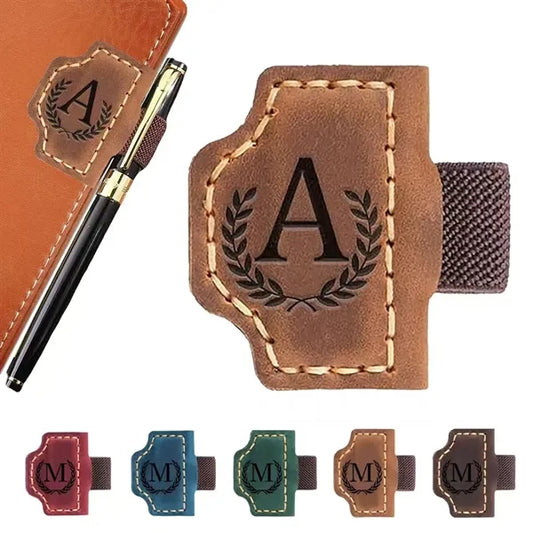 Genuine Leather Magnetic Bookmark Pen Holder