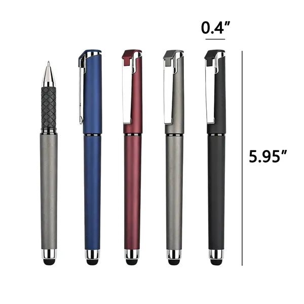 Weighted Metal Gel Ink Pen W/ Capacitive Stylus