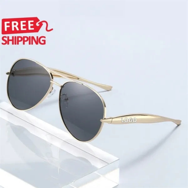 Oversized Aviator Sunglasses Gold Metal UV Blockin