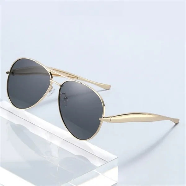 Oversized Aviator Sunglasses Gold Metal UV Blockin