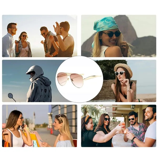 Oversized Aviator Sunglasses Gold Metal UV Blockin