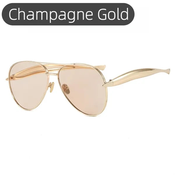 Oversized Aviator Sunglasses Gold Metal UV Blockin