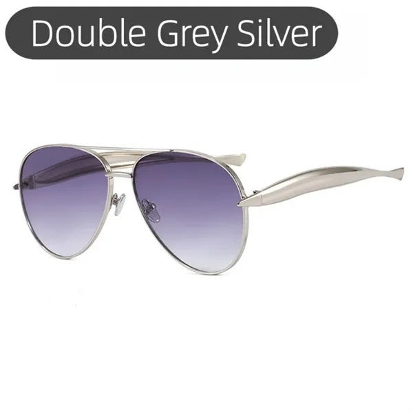 Oversized Aviator Sunglasses Gold Metal UV Blockin