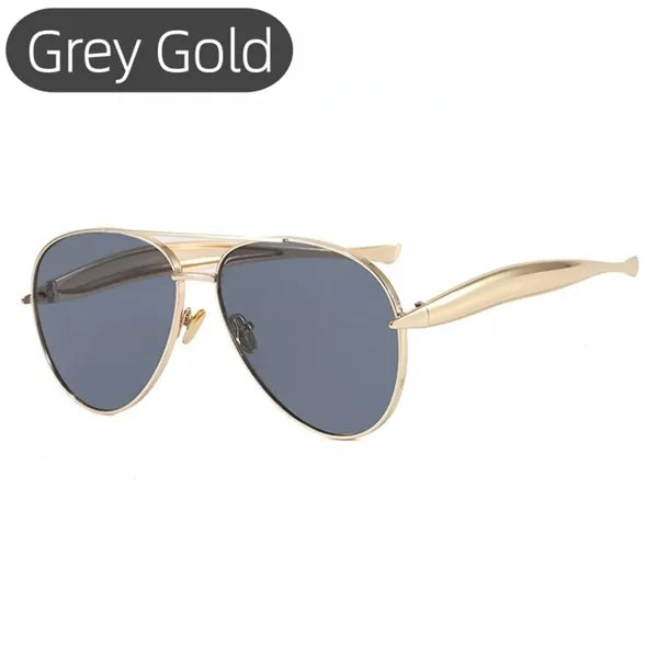 Oversized Aviator Sunglasses Gold Metal UV Blockin