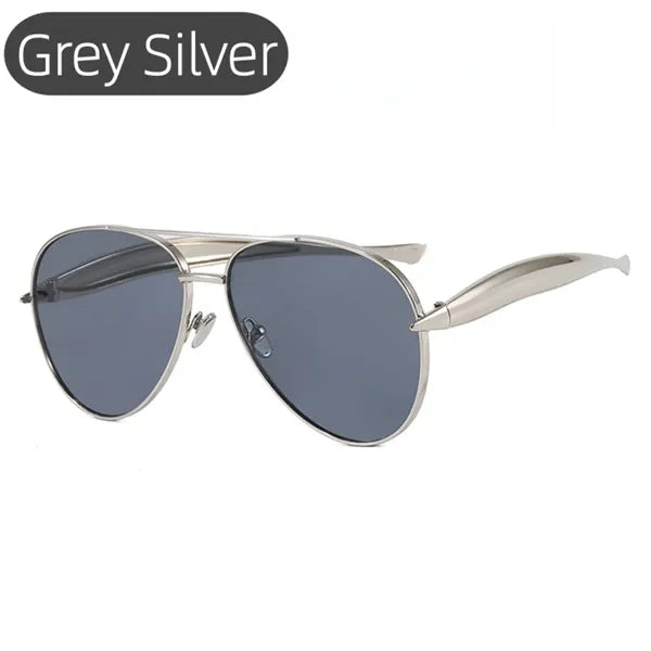 Oversized Aviator Sunglasses Gold Metal UV Blockin