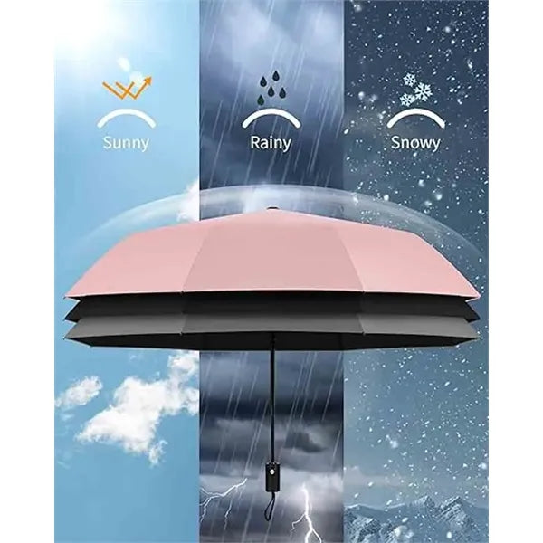 Black Coated Umbrella - Sun & Rain Protection, UV Shield