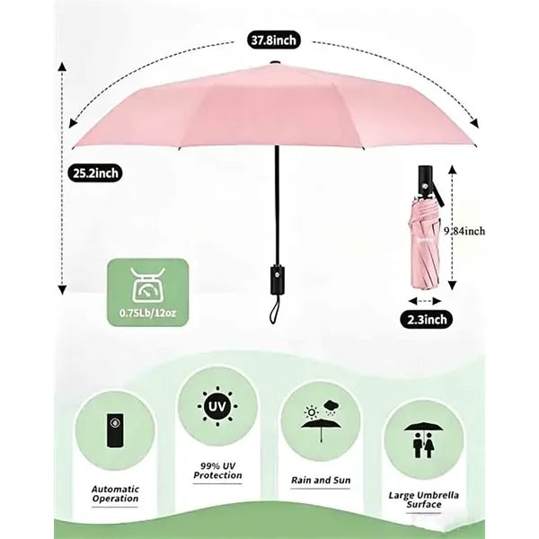 Black Coated Umbrella - Sun & Rain Protection, UV Shield