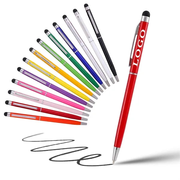 Slim Metal Stylus Ballpoint Pen W/ Swivel Action