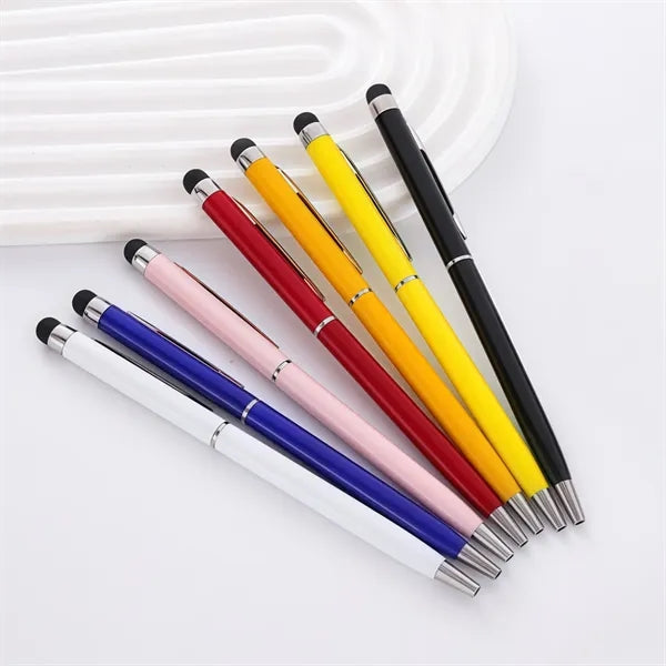 Slim Metal Stylus Ballpoint Pen W/ Swivel Action