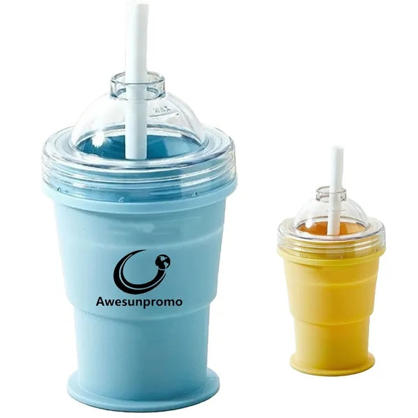 Foldable Ice Ball Cup with Built-in Mold and Straw