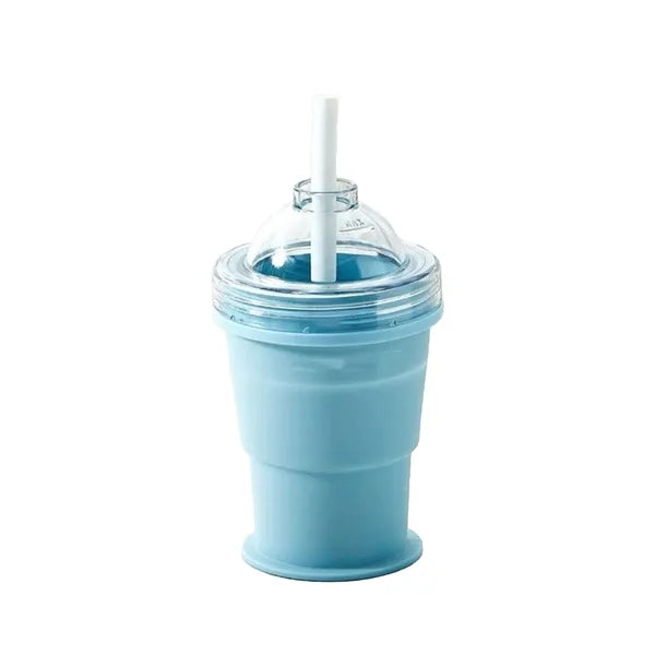 Foldable Ice Ball Cup with Built-in Mold and Straw
