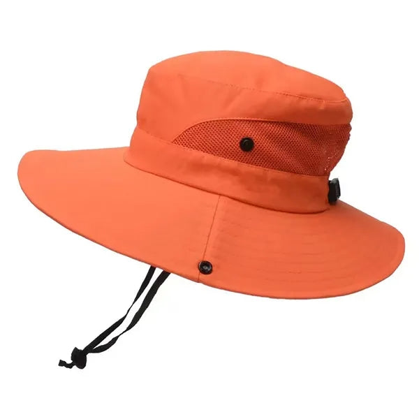 Foldable Mesh Wide Brim Women Bucket Hat