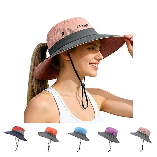 Foldable Wide Brim Sun Bucket Hat