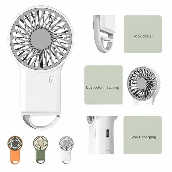 Handheld Foldable USB Mini Fan with Carabiner