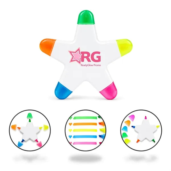 Multicolor Star Shaped Highlighter Pen
