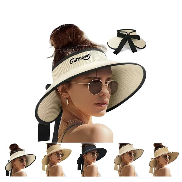 Foldable Straw Visor Hat