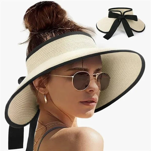 Foldable Straw Visor Hat
