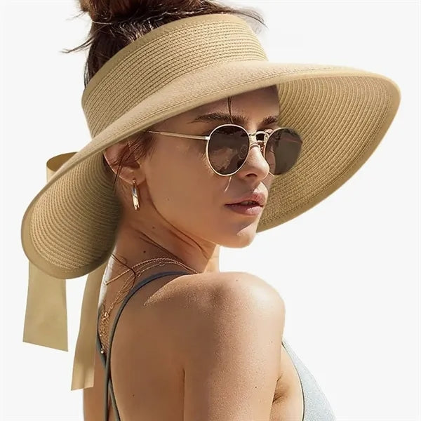 Foldable Straw Visor Hat