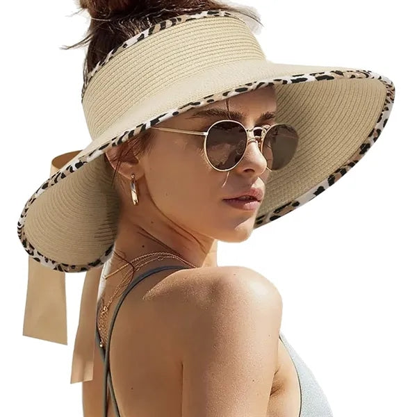 Foldable Straw Visor Hat