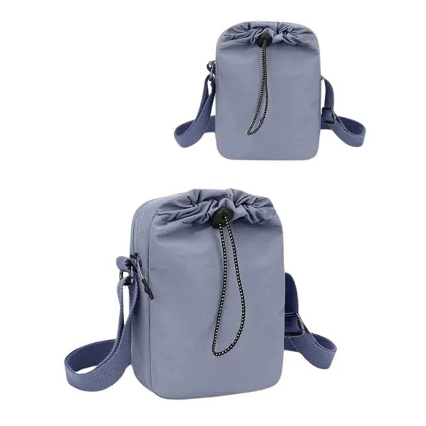 Drawstring Crossbody Bag w/ Adjustable Strap & Zipper Pocket