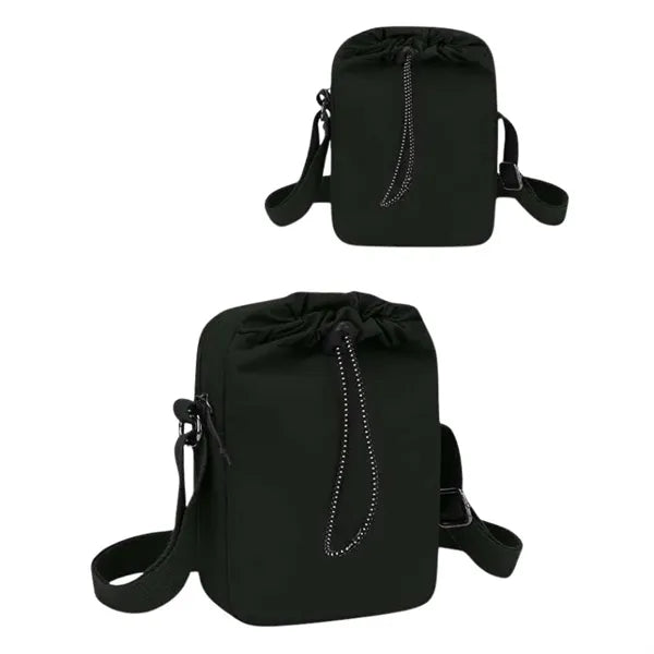 Drawstring Crossbody Bag w/ Adjustable Strap & Zipper Pocket