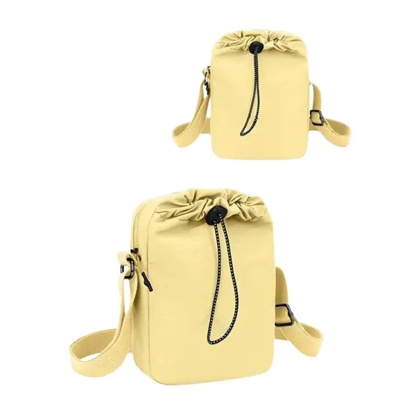Drawstring Crossbody Bag w/ Adjustable Strap & Zipper Pocket