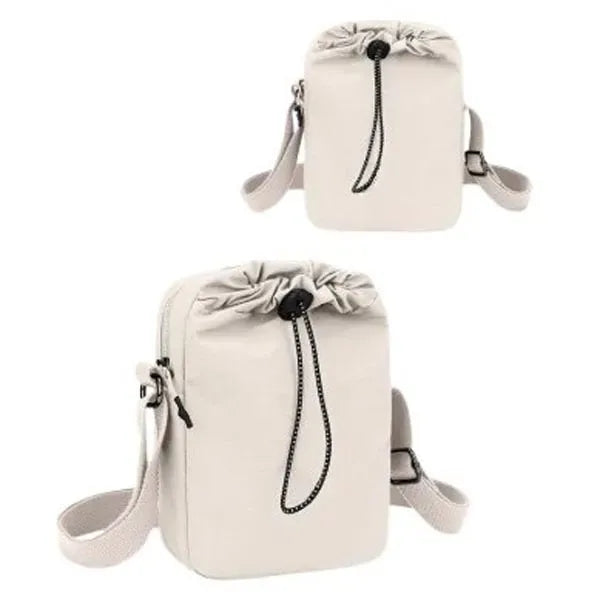 Drawstring Crossbody Bag w/ Adjustable Strap & Zipper Pocket
