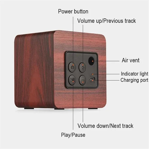 Classic Square Wooden Wireless Speaker