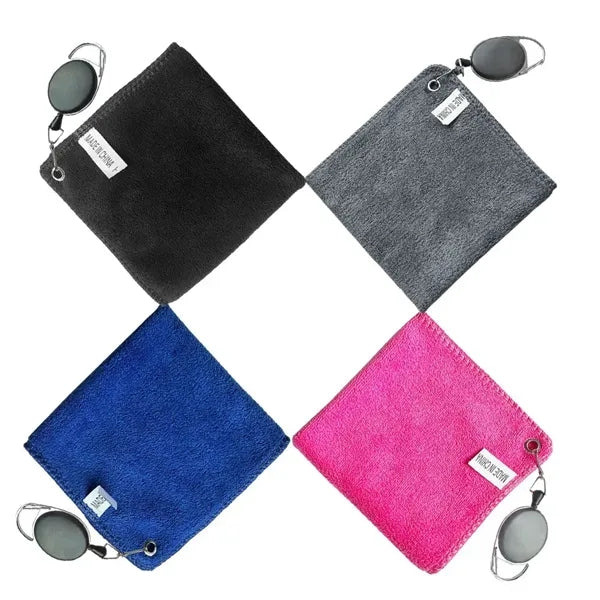Soft Cotton Square Golf Towel With Stretchable Badge Reel