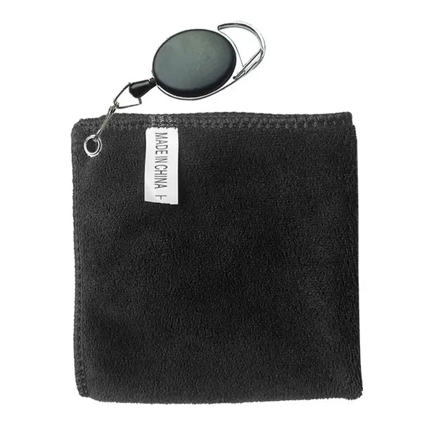 Soft Cotton Square Golf Towel With Stretchable Badge Reel