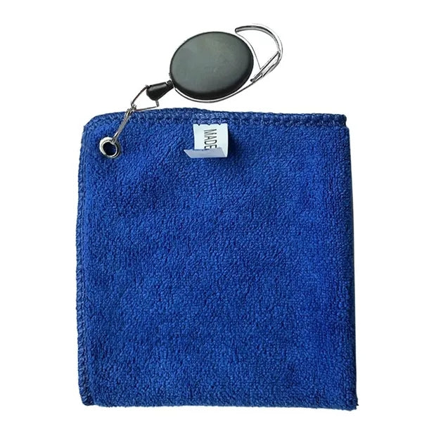 Soft Cotton Square Golf Towel With Stretchable Badge Reel