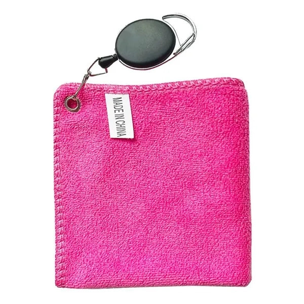 Soft Cotton Square Golf Towel With Stretchable Badge Reel