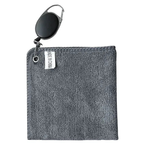 Soft Cotton Square Golf Towel With Stretchable Badge Reel