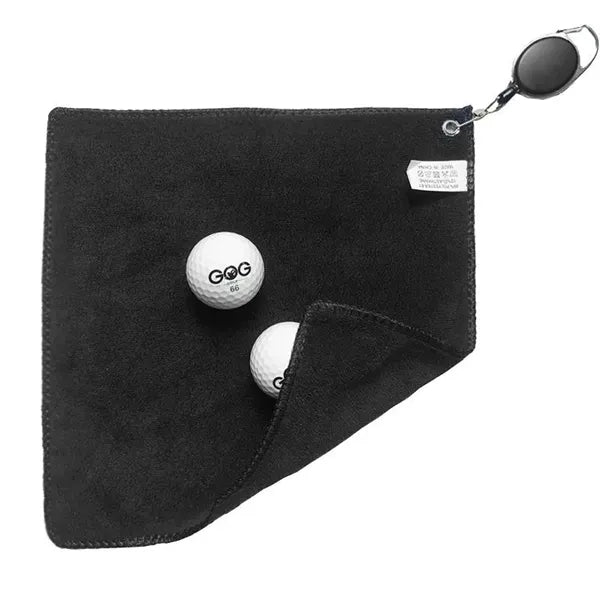 Soft Cotton Square Golf Towel With Stretchable Badge Reel