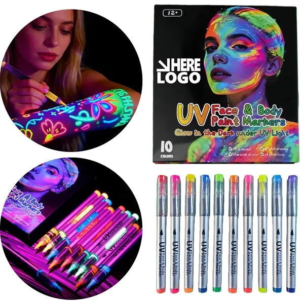 Bright Glowing UV Face Body Paint Markers Washable