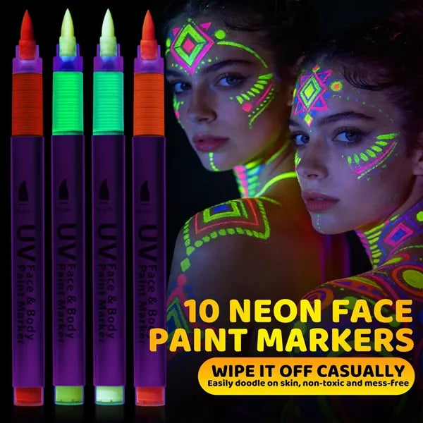 Bright Glowing UV Face Body Paint Markers Washable