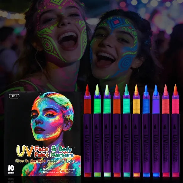 Bright Glowing UV Face Body Paint Markers Washable