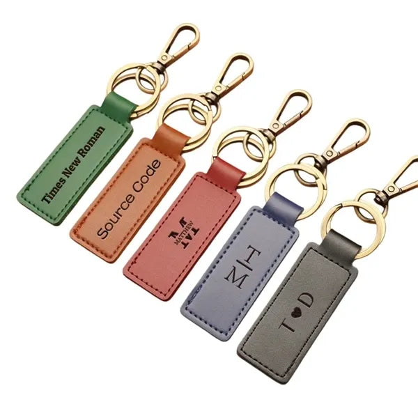 Promo PU Leather Car Keyring Custom Laser Engrave